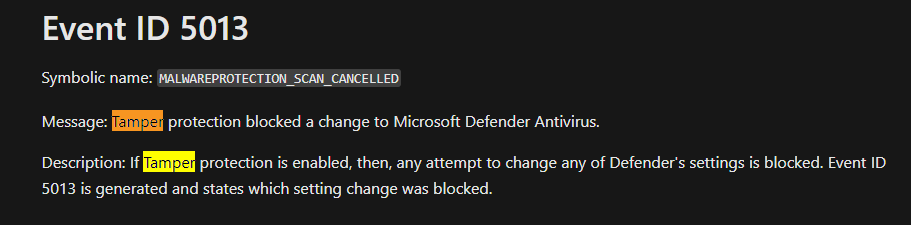 Tamper Protection Alert